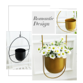 Hanging Planter Pot Baskets Minimalist Plant Pot Container Metal Hanging Flower Pots for Indoor Outdoor Garden Black-B Easy Install. 