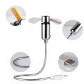 Durable USB Fan Desktop LED Light Clock Cooling Gadget Flexible Metal Hose(null). 