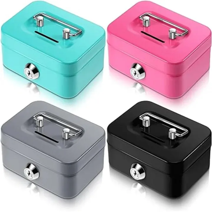 【Online】 Portable Mini Small Safe Box Secure with Lock Keys Slot ...