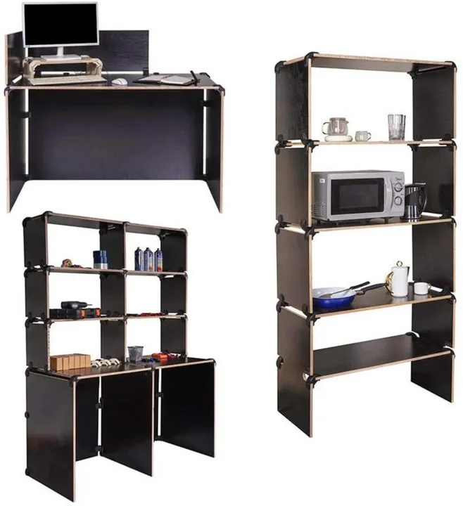 KOGEEK%208%20PCS%20Wood%20Clamp%20Panel%20Connectors%20Right%20Angle%20Clip%20Set%20for%20Creative%20DIY%20Furniture%20Closet%20Table%20Storage%20Shelf,%20Hard%20Plastic%20Material%20Black%20-%20Image%204