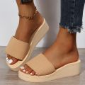 JMPRS Knitted Wedges Slippers for Women 2024 Summer Chunky Platform Wedge Heels Sandals Woman Light Thick Sole Beach Shoes Mujer. 
