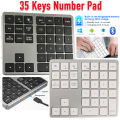35 Keys Numeric Keyboard Rechargeable Dual Bluetooth Wireless Number Keypad Mini External Numpad for iPad Laptop Windows IOS.