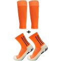 2 Pairs Set Men Grip Soccer Socks and Knee Pads Calf Sleeves Adult Youth Non Slip Leg Shin Guards for Basketball Football Sports. 