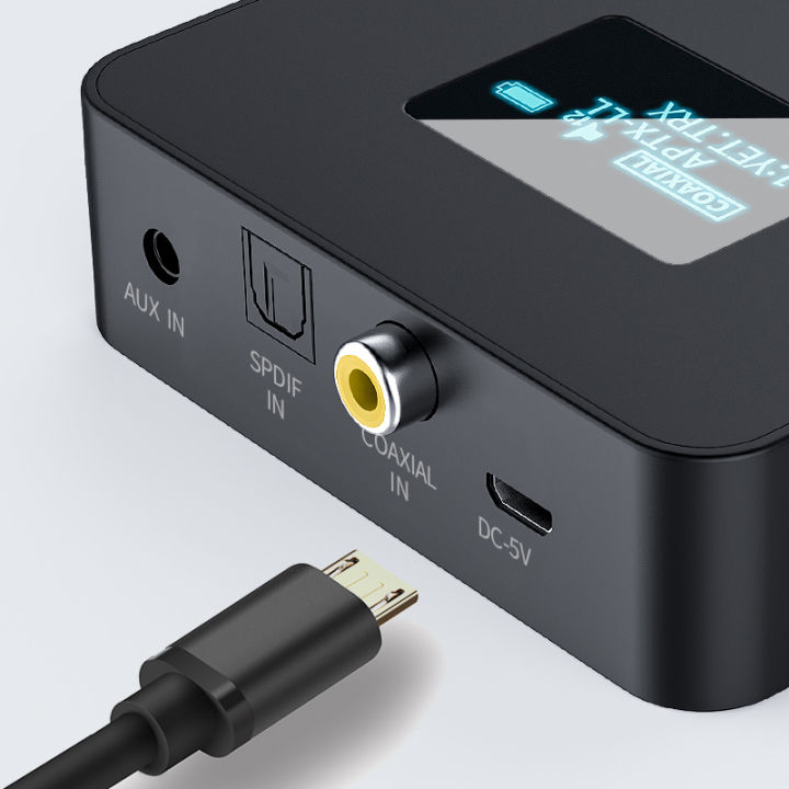 VAORLO%20OLED%20Display%20CSR%205.0%20Bluetooth%20Audio%20Transmitter%20APTX-HD/LL%20SPDIF+Coaxial+3.5mm%20AUX%20Wireless%20Adapter%20For%20TV%20PC%20-%20Image%206