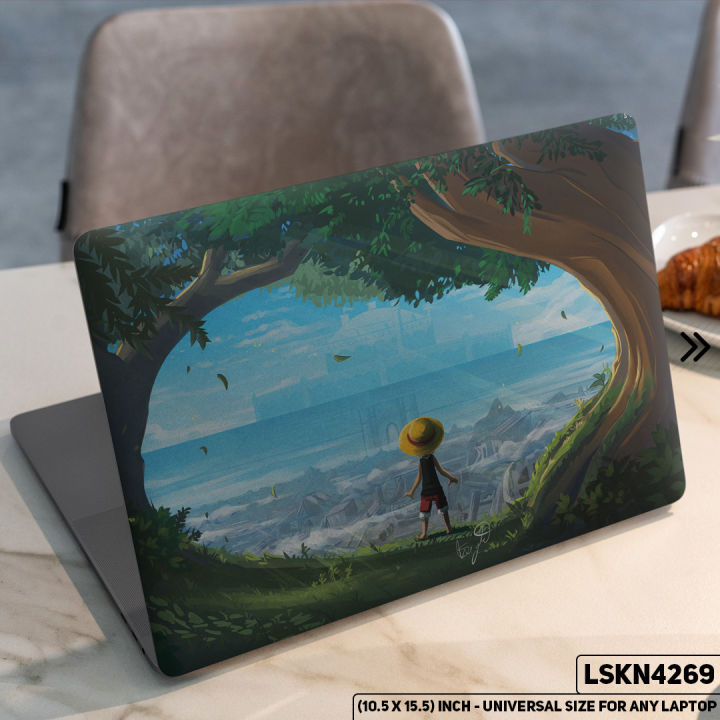 One Piece Manga Series Monkey D. Luffy Straw Hat Laptop Skin For Any Kind of Laptop Waterproof Removable Laptop Stickers - (10.5X15.5 Inch) - LSKN4269 - Upsticker
