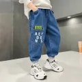 Boys Jeans Spring 2024 New Loose Pants Denim Children's Handsome Autumn Cartoon Trousers 2 3 4 5 6 7 8 9 10 11 12 13 14 Years. 