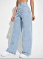 Women Straight Fit High Rise Light Blue Jeans. 