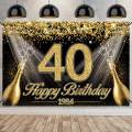 Happy 40th Birthday Backdrop Background Banner For Man Woman Balloon Door Curtain 40 Years Anniversary 40 Birthday Party Decor. 