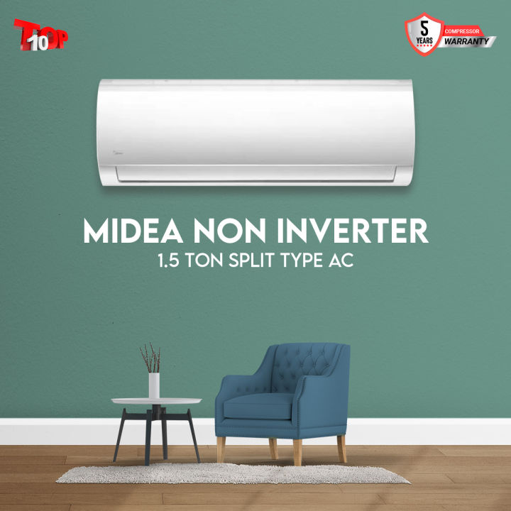 Midea 1.5 Ton Non Inverter Ac Split Type Air Conditioner 5 Year Compressor Official Warranty