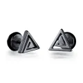 【KuaKe Mall】Qingwen Men's Titanium Steel Triangle Screw for men set ear piercing Stainless steel cool hypoallergenic iareng for men kpop round airing hikaw for boys silver for men on sale. 