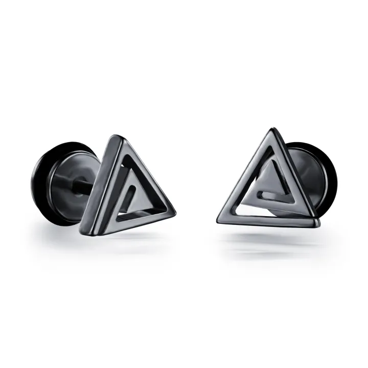 【KuaKe Mall】Qingwen Men's Titanium Steel Triangle Screw for men set ear piercing Stainless steel cool hypoallergenic iareng for men kpop round airing hikaw for boys silver for men on sale