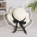 Sun Hat for Women Foldable Big Brim Floppy Girls Straw Hat Sun Hat with Bowknot Elegant Protection Shading Beach Hat for Women.