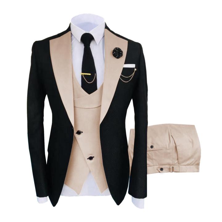 New Suit Men's Piece Fit Costume Homme Shawl Lapel Blazer