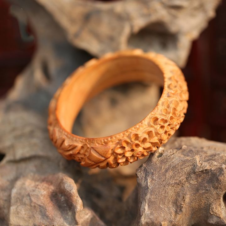 High Quality Peach Bracelet Female Handmade Carved Wooden Bracelet Women Jewelry Girls Bracelet Folk Style Female Lovers Gift
