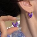 Super fairy purple stud earrings clip women's 2024 new light luxury niche lavender earrings temperament and versatile earrings. 