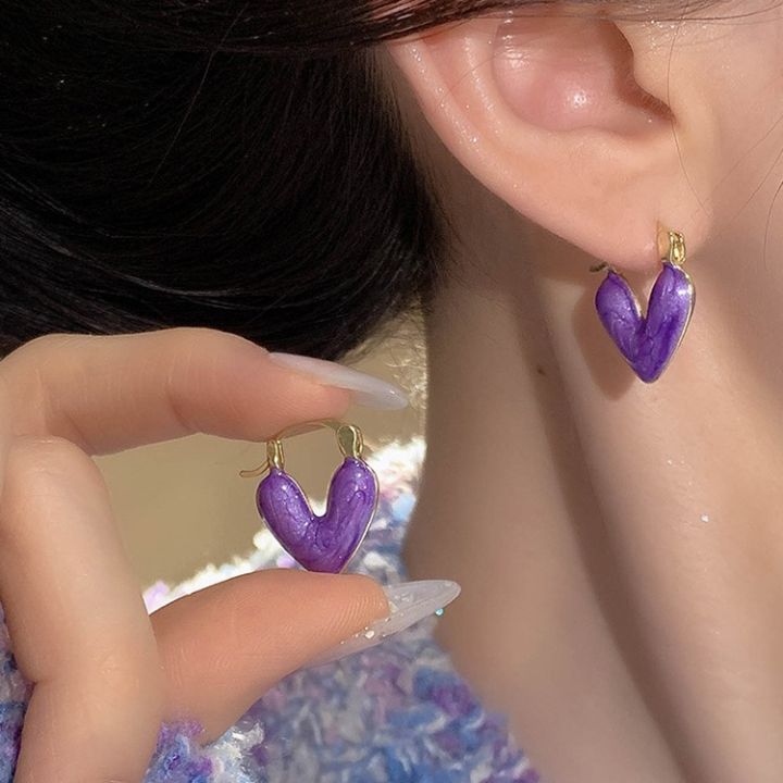 Super%20fairy%20purple%20stud%20earrings%20clip%20women's%202024%20new%20light%20luxury%20niche%20lavender%20earrings%20temperament%20and%20versatile%20earrings%20-%20Image%204
