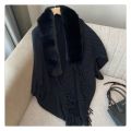 Knitting Thick Women's Loose Shawl with Faux Fur Collar for Evening Dresses Wedding Knitting Shawl Plush Wraps Cardigan Cape Moonlight Shines.