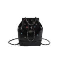 Korean Faux Diamond Aesthetic Leather Mini Bucket Fashion Niche All Match Chain Backpack Luxury Fairy Grunge Y2k Girl Handbag. 
