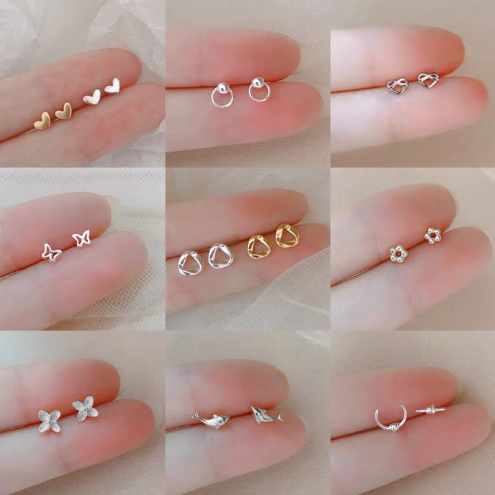S925 Silver Stud Earrings for School Girls 2022 New Trendy Simple and Versatile Small Design Sense Ins Style Earrings Earrings