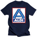 Aldi T shirt logo store Aldi supermarket redneck Cadi car park Products food purchase. 