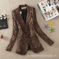 Leopard Print 2024 Mid-Length Korean Style New Women's Slim Fit plus Size Coat Small Suit One Button Small Suit Spring Wear. 