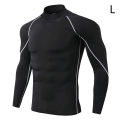 New Fashion Men Autumn Turtle Neck Long Sleeve Sports Gym T-shirt Thermal Underwear To Comfortable to wear Suitable for Running. 