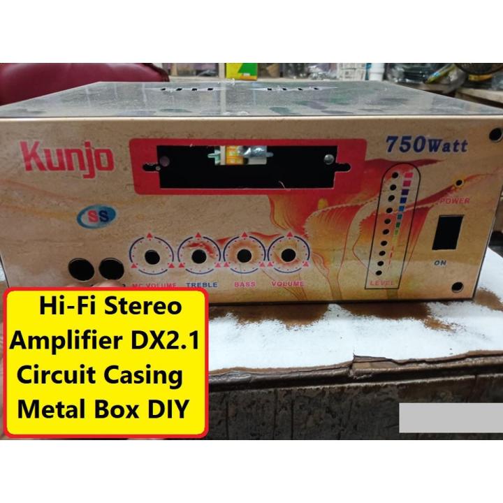 4CH FAT Style DX-2.1 4 TRANSISOTR Amplifier Box 4 Channel Power Amplifiers For 4 Volume Base Tone MP3 MP5 Circuit Audio Circuit Casing Metal Box DIY Case