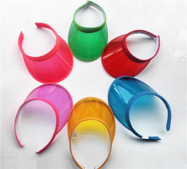 New%20PVC%20Plastic%20Sun%20Visor%20Hats%20Women's%20Large%20Brim%20Candy%20Casual%20Windproof%20Caps%20For%20Cycling%20UV%20Protection%20Sunscreen%20Hats%20-%20Image%203