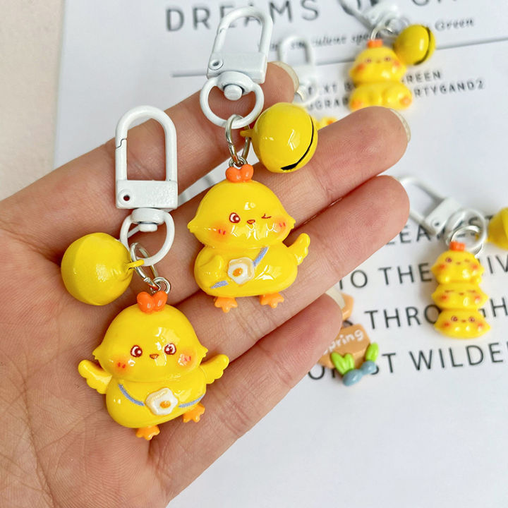 Cute Little Yellow Chicken Keychain Keyring For Women Grils Kid Friend Cartoon Kawaii Bag Earphone Box Phone Charm Jewelry Fayshow