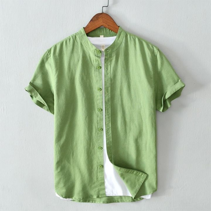 Casual Shirts Men Fashion Clothing Summer Clothes For Men Linen Shirt Casual Short Sleeve Tshirt Tops Breathable Cool Slim Fit