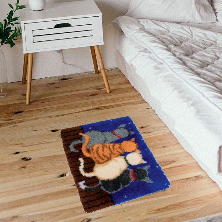 Latch%20Hook%20Rug%20Kits%20Crocheting%20Carpet%20Rug%20Cats%20Yarn%20Pre-Printed%20-%20Image%207