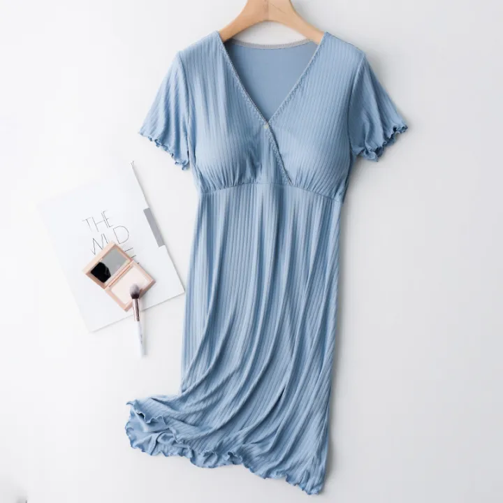 Modal%20Maternity%20Clothes%20Breastfeeding%20Nightgowns%20Nursing%20Sleepwear%20Hospital%20Loose%20Fitting%20Feeding%20Pajamas%20Pregnancy%20Dress%20-%20Image%207