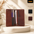 Zays Premium Full-Grain Leather Long Wallet for Men & Women, Slim Wallet 7.4 x 3.5 x 0.5 Inch, 6 Card Slots, Cash Compartment, Zipper Pocket, Mobile Holder Fits 6.9 Inch Phone, Formal & Casual Gift Wallet.