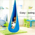 Hanging Chair Portable Parachute Cloth Swing Bed Indoor Rose Red. 