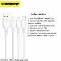 VDENMENV D01L Fast Charging 2.4A Data Cable 1 Meter Lightning Cable.