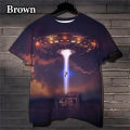 2024 Cosmic Fantasy Flying Saucer 3D Printing Men's And Women's T Shirt Cool Fun Alien Fun Casual Spaceship Kid Funny T-shirt.