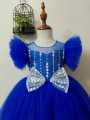 Party Dress/ Frock for Baby/Kids/Children Girls (Age 0-8 Years) – Blue  Fluffy Frock with Puff Sleeves - Eid Collection! Birthday/Wedding/Party/Comfortable/Summer/Winter. 