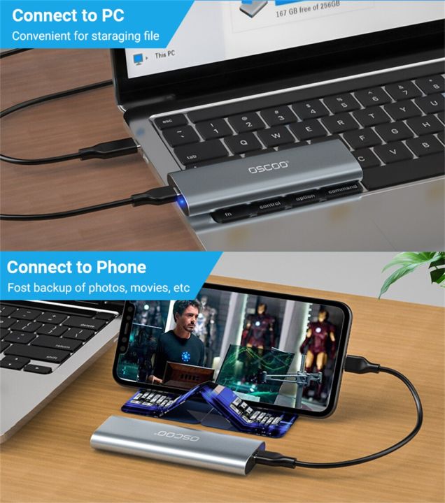 OSCOO%20SSD%20Case%20M.2%20NVMe%20Case%20Enclosure%20USB%20C%20PCIe%20M2%20SSD%20Caddy%20Type%20C%203.1%20Gen2%20M+B%20M-Key%20Case%20Adapter%20-%20Image%203