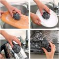 5 PCS Stainless Scrubber with Long Handle Steel Wire Replaceable Cleaning Washing Brush Tool for Kitchen Dish Bowl.