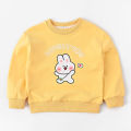 Girls sweatshirt spring children's clothes top women's new small and medium-sized children round neck cotton long sleeve children's cartoon autumn clothes white.