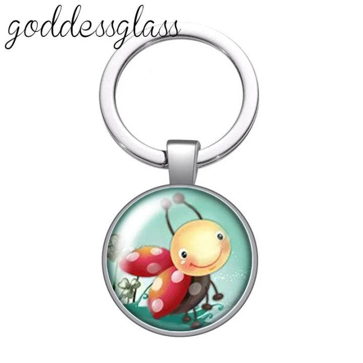 Cute%20Lovely%20Ladybug%20dots%20insect%20animals%20Round%20glass%20cabochon%20keychain%20Bag%20Car%20key%20chain%20Ring%20Holder%20Charms%20keychains%20for%20gift%20-%20Image%204