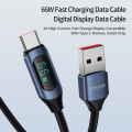 Toocki Digital Display USB Type C Cable Fast Charge 6A 66W USB C Charging Data Cable For Huawei Mate 50 40 Pro Xiaomi Samsung. 