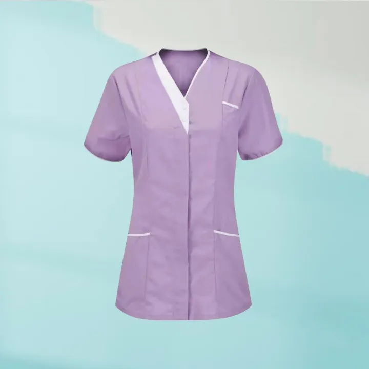 60%25HOT%20Healthcare%20Nurse%20Robe%20Nurse%20Clothing%20T-Shirt%20V%20Neck%20Pocket%20Short%20Sleeve%20Button%20Nursing%20Staff%20Uniform%20Clothing%20Beauty%20Salo%20-%20Image%205