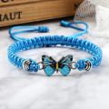Handmade Braided String Bracelet For Women Blue Butterfly Pendant Adjustable Charm Bracelets Bangles Fashion Girl Jewelry Gifts. 