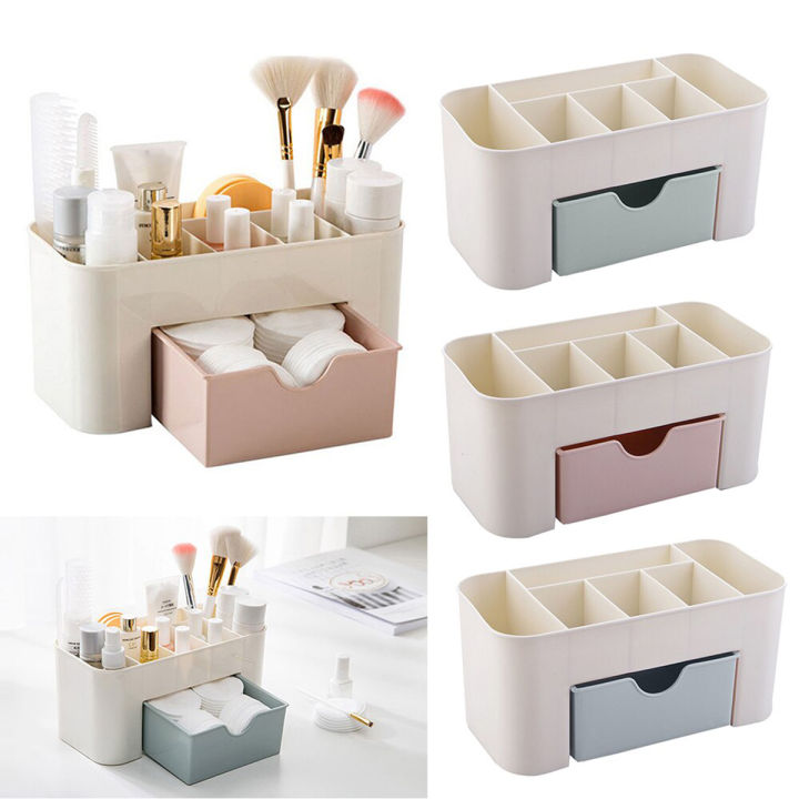 Women Makeup Case Storage Organizer Cosmetic Holder Container Box With Drawer 1 Pcs