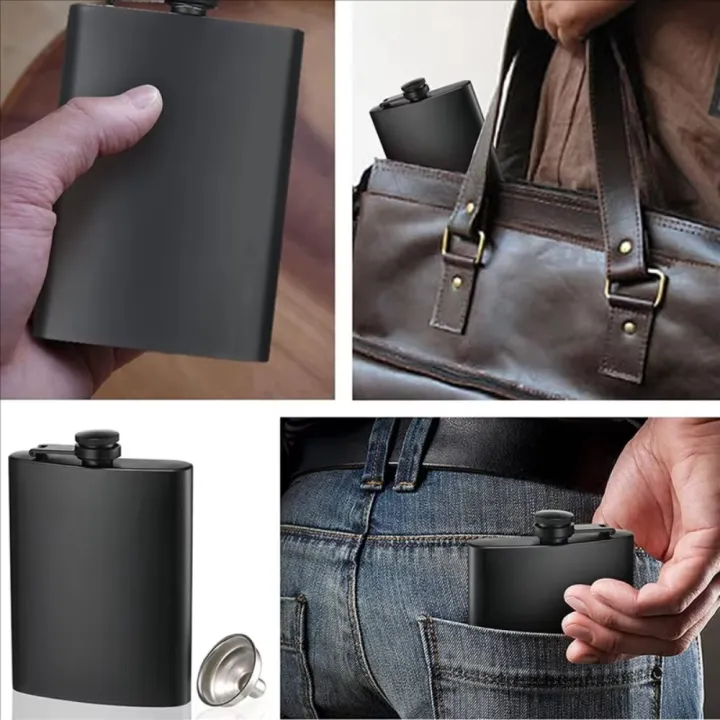 Water%20Pot%206/8/12%20Oz%20Black%20Pocket%20Flagon%20Flat%20Durable%20Whisky%20Bottle%20Non%20-broken%20Stainless%20Steel%20Liquor%20Flask%20Man%20-%20Image%207