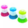 1pc Dish-Washing Brush w/ Soap Dispenser Palm Liquid Refill Scrubber For Kitchen. 