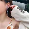 Korean Fashion Purple Crystal Butterfly Drop Earring for Women  Tassel Chain Rhinestone Earring Jewelry. 