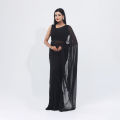 Simple Elegance Weightless Georgette Saree for Women - Black Color - Suitable for All Season and Occasions -Perfect Casual Wear. 