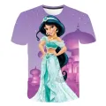 Summer Girls Jasmine Princess T-Shirt Fashion New T Shirts Harajuku Print Casual 3D Disney Series Tops Tees 1-14 Y. 